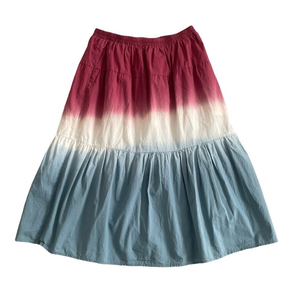 ANTHROPOLOGIE DOLAN 100%‎ Cotton Tye Dye Red White Blue Skirt Size Medium Petite - Picture 1 of 7